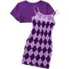 imageOYOANGLE Girls Cute 2 Piece Outfits Print Cami Short Dress with Crop Top Tee SetPurple