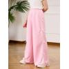 imageOYOANGLE Girls Cute Bow Side Elastic Waist Sweatpants Y2K Straight Leg Trousers with PocketPink