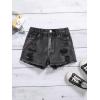 imageOYOANGLE Girls Cute Butterfly Print Ripped Denim Shorts Raw Hem Jeans Shorts with PocketBlack