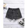 imageOYOANGLE Girls Cute Butterfly Print Ripped Denim Shorts Raw Hem Jeans Shorts with PocketBlack