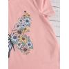 imageOYOANGLE Girls Cute Graphic Casual Round Neck Short Sleeve Tee Shirt TopsCoral Pink