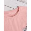 imageOYOANGLE Girls Cute Graphic Casual Round Neck Short Sleeve Tee Shirt TopsCoral Pink
