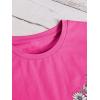 imageOYOANGLE Girls Cute Graphic Casual Round Neck Short Sleeve Tee Shirt TopsDeep Pink