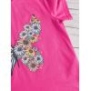 imageOYOANGLE Girls Cute Graphic Casual Round Neck Short Sleeve Tee Shirt TopsDeep Pink