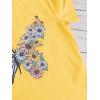 imageOYOANGLE Girls Cute Graphic Casual Round Neck Short Sleeve Tee Shirt TopsLight Yellow