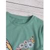 imageOYOANGLE Girls Cute Graphic Casual Round Neck Short Sleeve Tee Shirt TopsMint Green