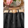 imageOYOANGLE Girls Cute High Elastic Waist Frill Trim A Line Flared Swing Flowy Midi SkirtBlack