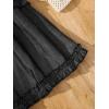 imageOYOANGLE Girls Cute High Elastic Waist Frill Trim A Line Flared Swing Flowy Midi SkirtBlack