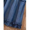 imageOYOANGLE Girls Cute High Elastic Waist Frill Trim A Line Flared Swing Flowy Midi SkirtBlue