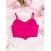 imageOYOANGLE Girls Cute Pearl Beaded Spaghetti Strap Cami Top Asymmetrical Hem Slim Fit Crop TopsHot Pink
