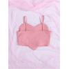 imageOYOANGLE Girls Cute Pearl Beaded Spaghetti Strap Cami Top Asymmetrical Hem Slim Fit Crop TopsLight Pink