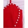 imageOYOANGLE Girls Cute Pearl Beaded Spaghetti Strap Cami Top Asymmetrical Hem Slim Fit Crop TopsRed
