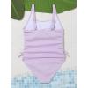 imageOYOANGLE Girls Cute Spaghetti Straps Round Neck Drawstring One Piece Swimwear Tie Bathing SuitLight Purple