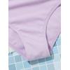 imageOYOANGLE Girls Cute Spaghetti Straps Round Neck Drawstring One Piece Swimwear Tie Bathing SuitLight Purple