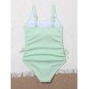 imageOYOANGLE Girls Cute Spaghetti Straps Round Neck Drawstring One Piece Swimwear Tie Bathing SuitMint Green