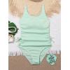 imageOYOANGLE Girls Cute Spaghetti Straps Round Neck Drawstring One Piece Swimwear Tie Bathing SuitMint Green