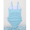 imageOYOANGLE Girls Cute Spaghetti Straps Round Neck Drawstring One Piece Swimwear Tie Bathing SuitPastel Blue