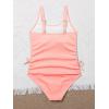 imageOYOANGLE Girls Cute Spaghetti Straps Round Neck Drawstring One Piece Swimwear Tie Bathing SuitPink Medium