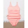 imageOYOANGLE Girls Cute Spaghetti Straps Round Neck Drawstring One Piece Swimwear Tie Bathing SuitPink Medium