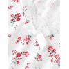 imageOYOANGLE Girls Ditsy Floral Print Ruched Short Sleeve Tee Shirt Lace Trim Slim Fitted Halter TopWhite and Red