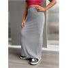 imageOYOANGLE Girls Elastic High Waist Maxi Pencil Skirt Split Back Bodycon Knitted Long SkirtsLight Grey