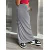 imageOYOANGLE Girls Elastic High Waist Maxi Pencil Skirt Split Back Bodycon Knitted Long SkirtsLight Grey