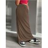 imageOYOANGLE Girls Elastic High Waist Maxi Pencil Skirt Split Back Bodycon Knitted Long SkirtsMocha Brown