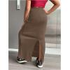 imageOYOANGLE Girls Elastic High Waist Maxi Pencil Skirt Split Back Bodycon Knitted Long SkirtsMocha Brown