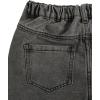 imageOYOANGLE Girls Elastic Waist Flared Leg Denim Pants Raw Trim Bell Bottom Jeans with PocketsGrey