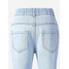 imageOYOANGLE Girls Elastic Waist Flared Leg Denim Pants Raw Trim Bell Bottom Jeans with PocketsLight Blue