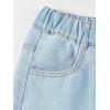 imageOYOANGLE Girls Elastic Waist Flared Leg Denim Pants Raw Trim Bell Bottom Jeans with PocketsLight Blue