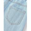 imageOYOANGLE Girls Elastic Waist Flared Leg Denim Pants Raw Trim Bell Bottom Jeans with PocketsLight Blue