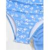 imageOYOANGLE Girls Floral Ruched Side One Piece Swimsuit with Mesh Beach Skirt Cover Up SwimwearBlue