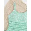 imageOYOANGLE Girls Floral Ruched Side One Piece Swimsuit with Mesh Beach Skirt Cover Up SwimwearGreen