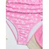 imageOYOANGLE Girls Floral Ruched Side One Piece Swimsuit with Mesh Beach Skirt Cover Up SwimwearPink