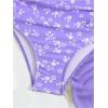 imageOYOANGLE Girls Floral Ruched Side One Piece Swimsuit with Mesh Beach Skirt Cover Up SwimwearPurple