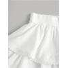 imageOYOANGLE Girls Lace Trim Tiered Layered Ruffle Hem Skirt High Elastic Waist Flared Short SkirtsWhite