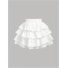 imageOYOANGLE Girls Lace Trim Tiered Layered Ruffle Hem Skirt High Elastic Waist Flared Short SkirtsWhite