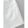 imageOYOANGLE Girls Mid Rise Ripped Raw Hem Straight Leg Jean Denim Shorts with PocketWhite