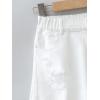 imageOYOANGLE Girls Mid Rise Ripped Raw Hem Straight Leg Jean Denim Shorts with PocketWhite