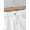 imageOYOANGLE Girls Mid Rise Ripped Raw Hem Straight Leg Jean Denim Shorts with PocketWhite