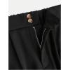 imageOYOANGLE Girls Pleated Wide Leg Pants Button Zipper Fly High Waisted Long Trousers with PocketBlack