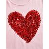 imageOYOANGLE Girls Sequin Sparkle Heart Pattern Short Sleeve Round Neck T Shirt Casual Summer Tees TopsLight Pink