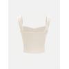 imageOYOANGLE Girls Sleeveless Square Neck Wide Straps Ruched Tank Top Solid Slim Fit Crop TopsApricot