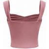 imageOYOANGLE Girls Sleeveless Square Neck Wide Straps Ruched Tank Top Solid Slim Fit Crop TopsDusty Pink