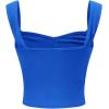 imageOYOANGLE Girls Sleeveless Square Neck Wide Straps Ruched Tank Top Solid Slim Fit Crop TopsRoyal Blue