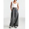 imageOYOANGLE Girls Striped Side Cargo Pants Elastic Waist Wide Leg Baggy Trousers Loose Parachute PantsGrey