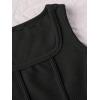 imageOYOANGLE Girls Textured Sleeveless Square Neck Asymmetrical Hem Crop Tank TopsBlack