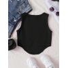 imageOYOANGLE Girls Textured Sleeveless Square Neck Asymmetrical Hem Crop Tank TopsBlack