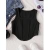 imageOYOANGLE Girls Textured Sleeveless Square Neck Asymmetrical Hem Crop Tank TopsBlack